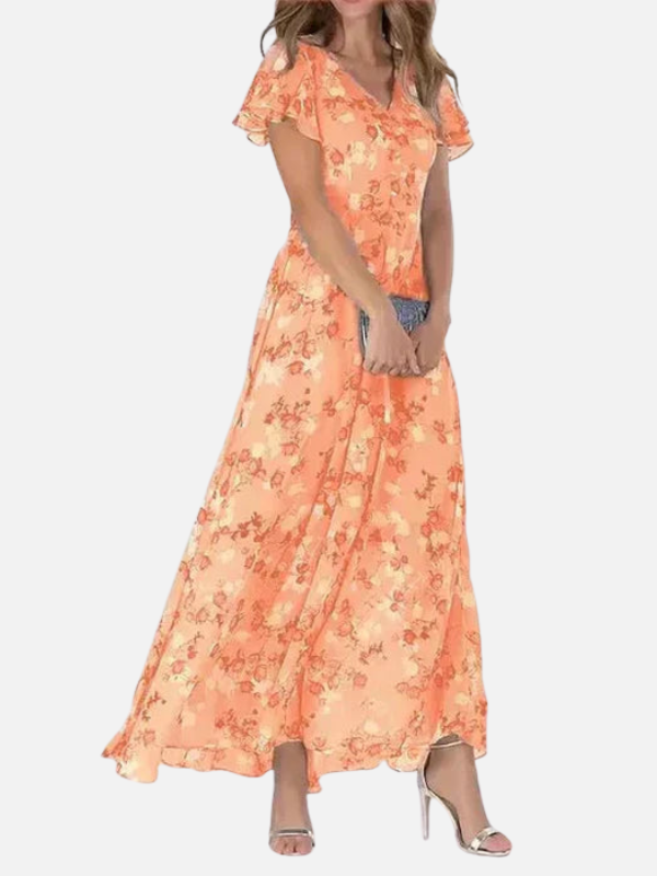 Christina | Floral Flutter Sleeve Maxi Dress for Women
