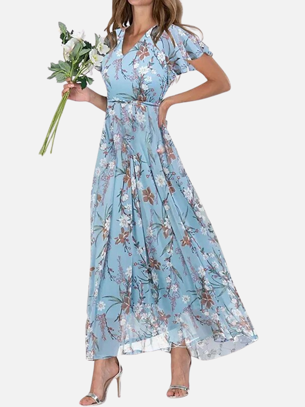 Christina | Floral Flutter Sleeve Maxi Dress for Women