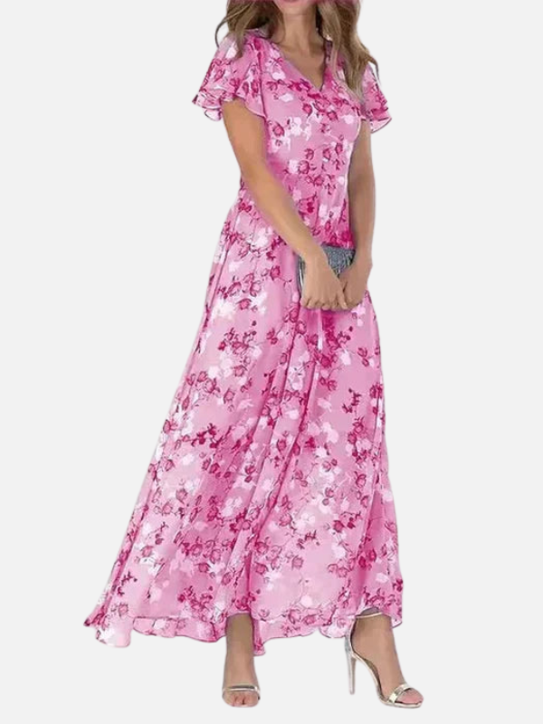Christina | Floral Flutter Sleeve Maxi Dress for Women