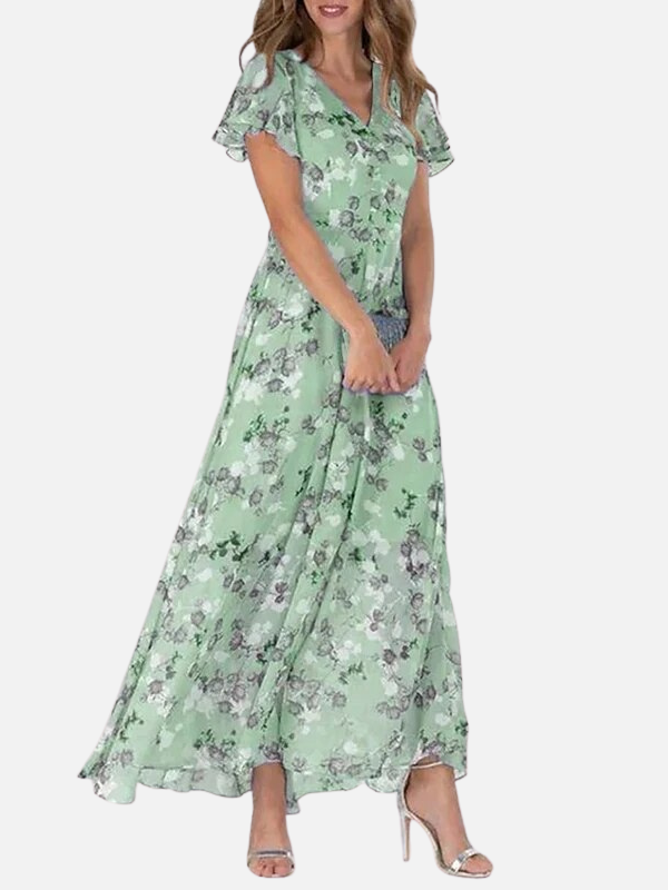 Christina | Floral Flutter Sleeve Maxi Dress for Women