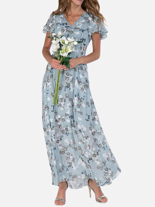 Christina | Floral Flutter Sleeve Maxi Dress for Women