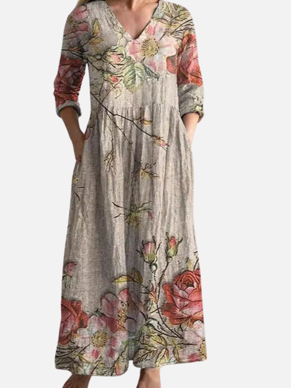 Stephanie | Floral Maxi Dress for Women with Pockets