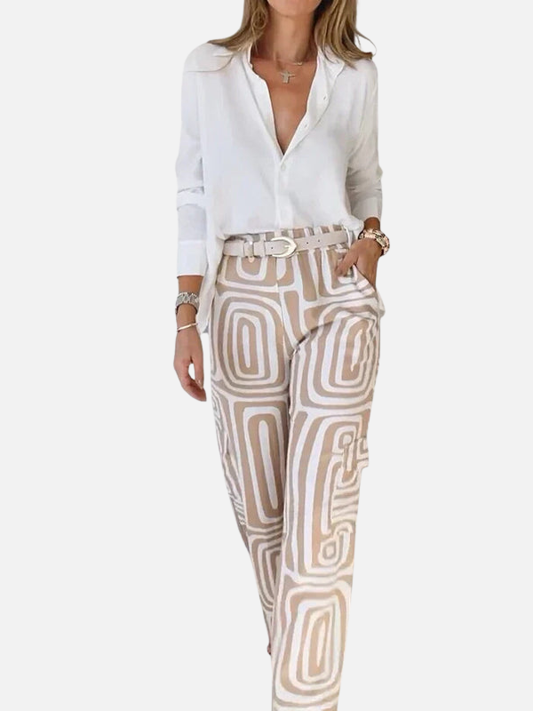 Tammy | Geometric Print Wide Leg Pants for Women