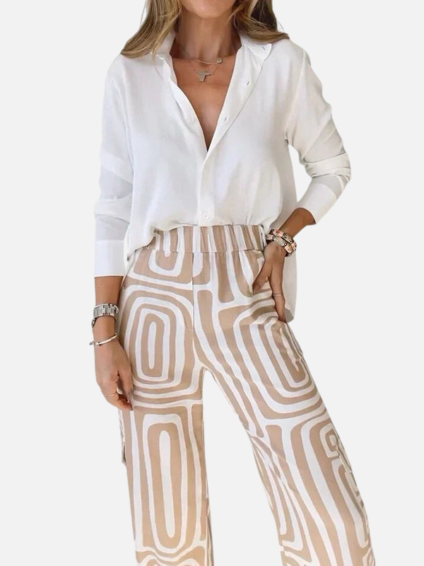 Tammy | Geometric Print Wide Leg Pants for Women