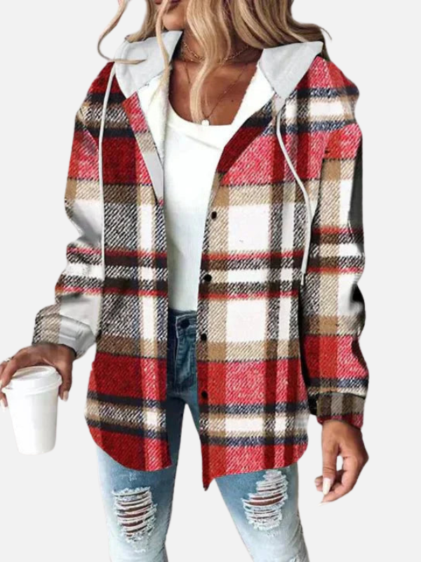 Lauren | Hooded Plaid Shirt Jacket for Women