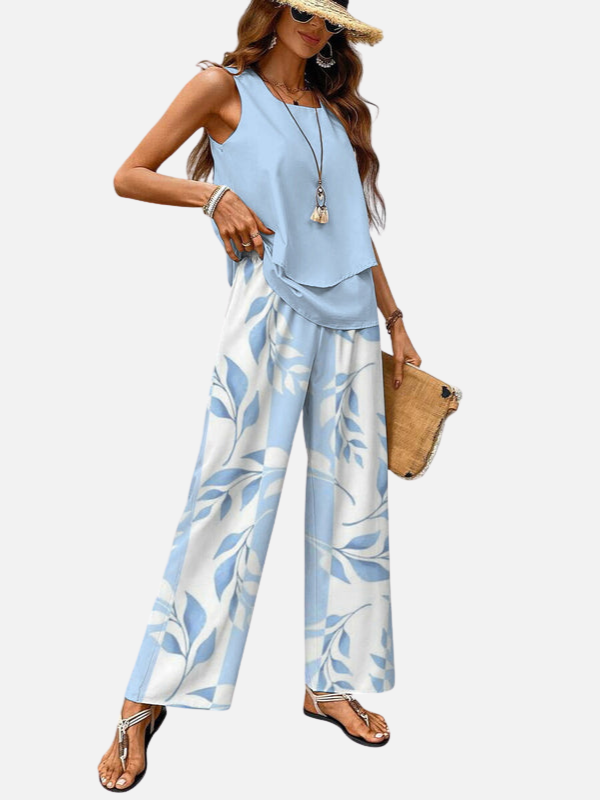 Wendy | Layered Tank and Wide Leg Pants Two Piece Set