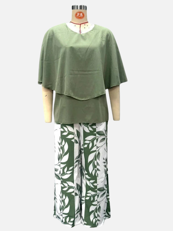 Catherine | Layered Top and Printed Pants Set for Women