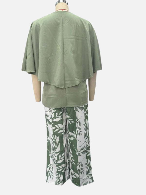 Catherine | Layered Top and Printed Pants Set for Women