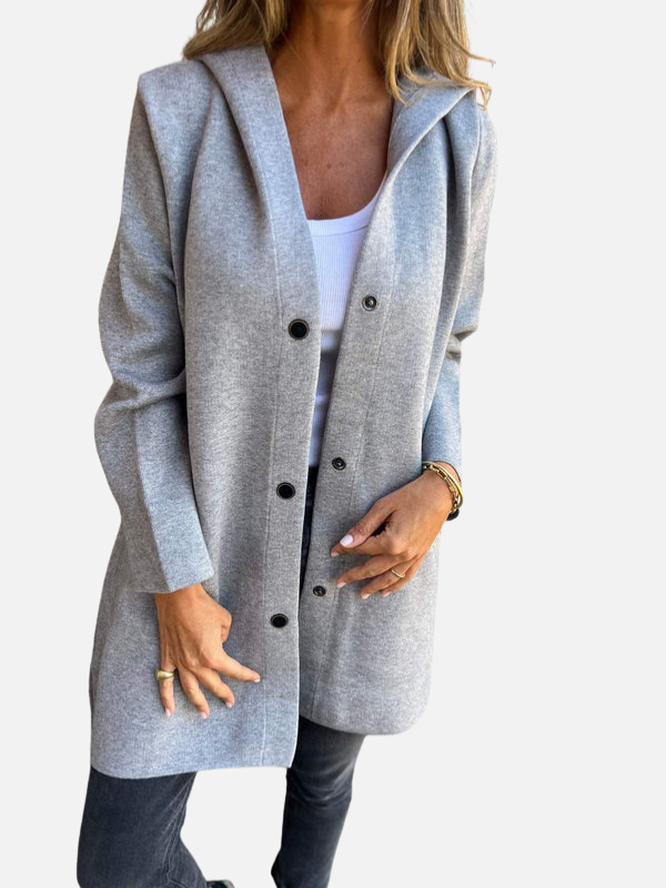 Andrea | Long Hooded Cardigan for Women Button Front