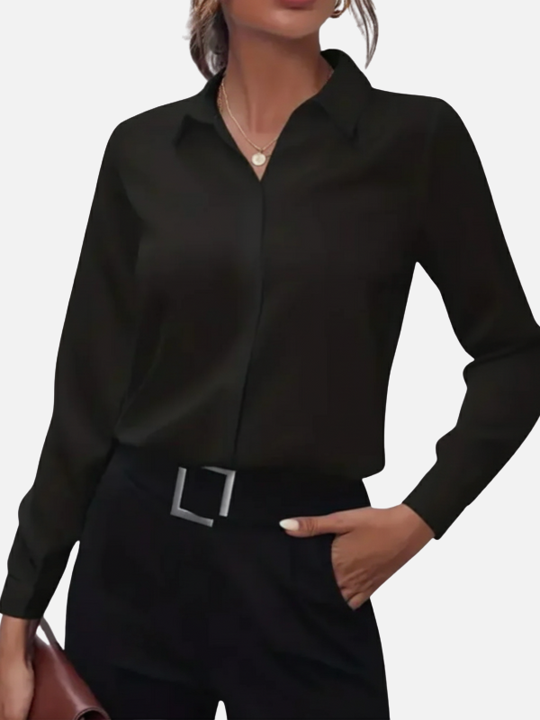 Betty | Long Sleeve Work Blouse for Women Hidden Button