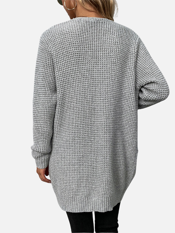 Sarah | Long Waffle Knit Cardigan for Women with Pockets