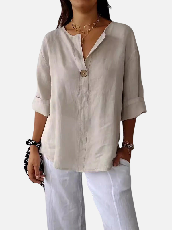 Nancy | Mandarin Collar Tunic Blouse for Women Loose Fit
