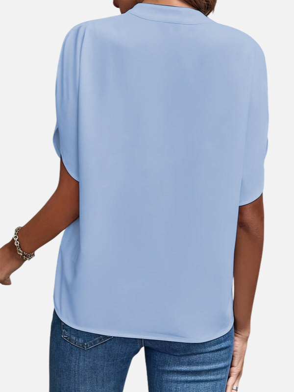 Denise | Mandarin Collar V Neck Blouse for Women