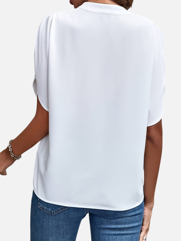 Denise | Mandarin Collar V Neck Blouse for Women