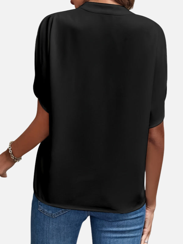 Denise | Mandarin Collar V Neck Blouse for Women