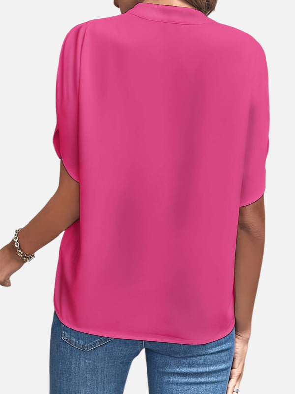 Denise | Mandarin Collar V Neck Blouse for Women