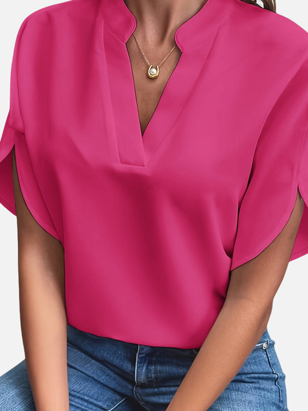 Denise | Mandarin Collar V Neck Blouse for Women