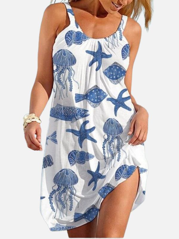 Gina | Ocean Print Beach Dress for Women Spaghetti Strap