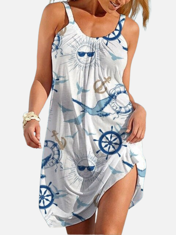 Gina | Ocean Print Beach Dress for Women Spaghetti Strap