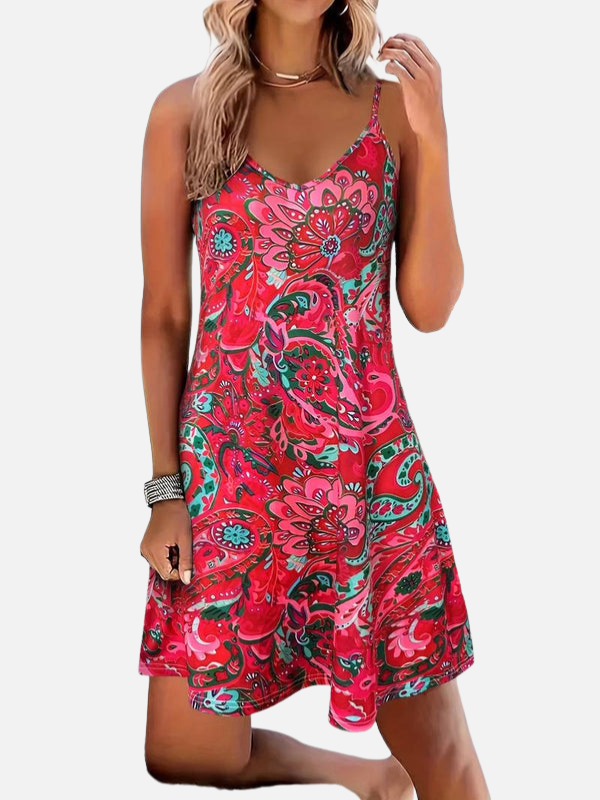 Julie | Paisley Print Slip Dress for Women Adjustable Straps