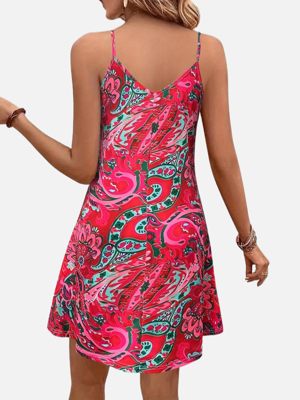 Julie | Paisley Print Slip Dress for Women Adjustable Straps