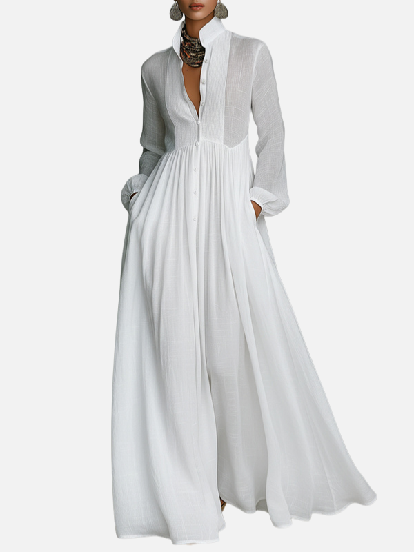 Danielle | Pintuck Maxi Shirt Dress for Women Long Sleeve