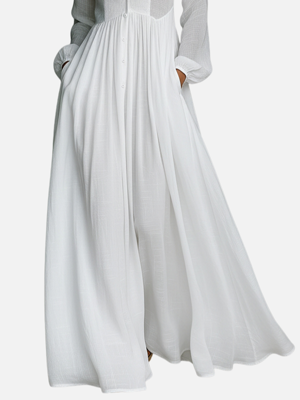 Danielle | Pintuck Maxi Shirt Dress for Women Long Sleeve