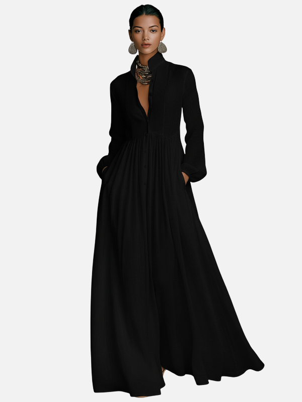 Danielle | Pintuck Maxi Shirt Dress for Women Long Sleeve
