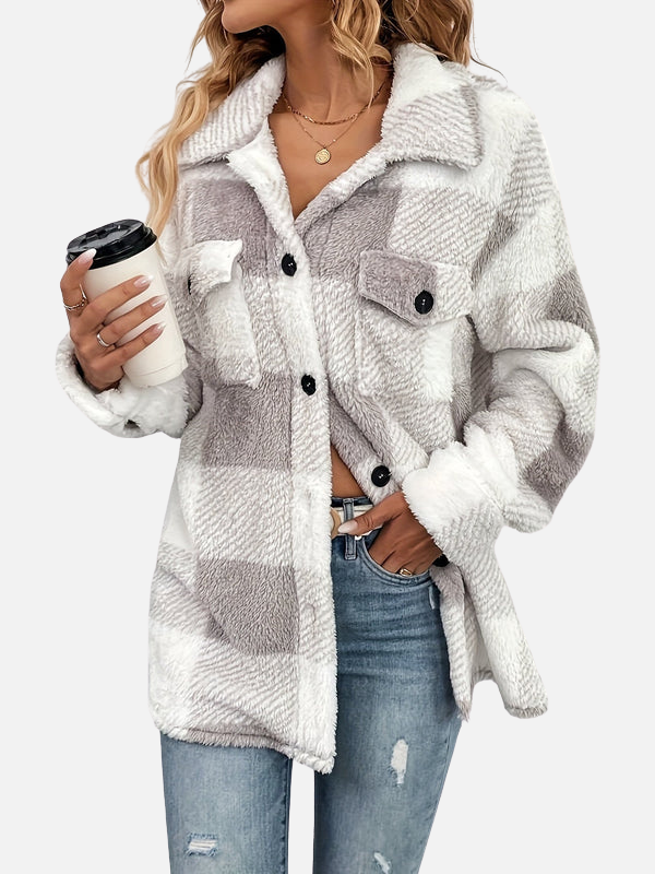 Barbara | Plaid Teddy Shirt Jacket for Women