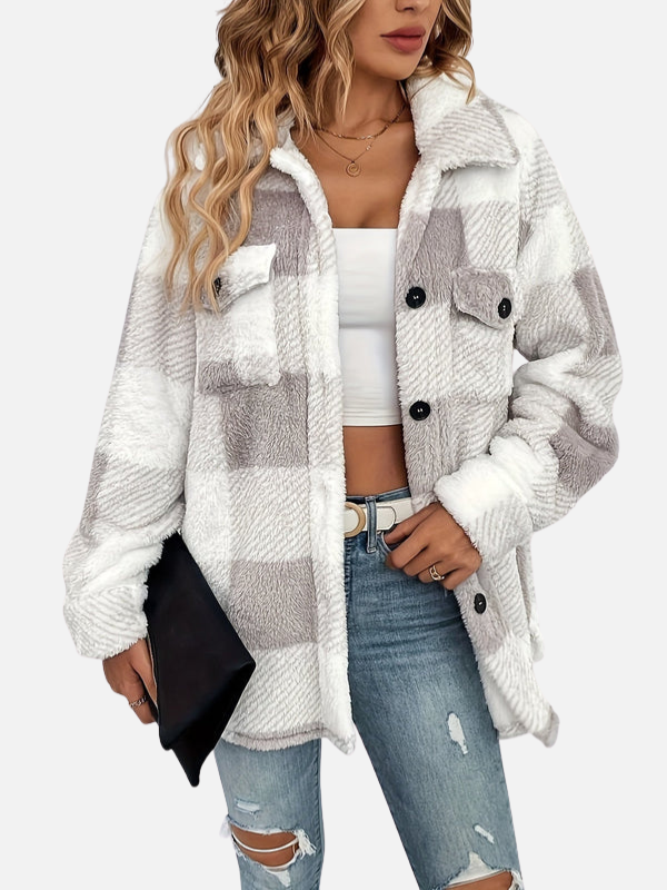 Barbara | Plaid Teddy Shirt Jacket for Women