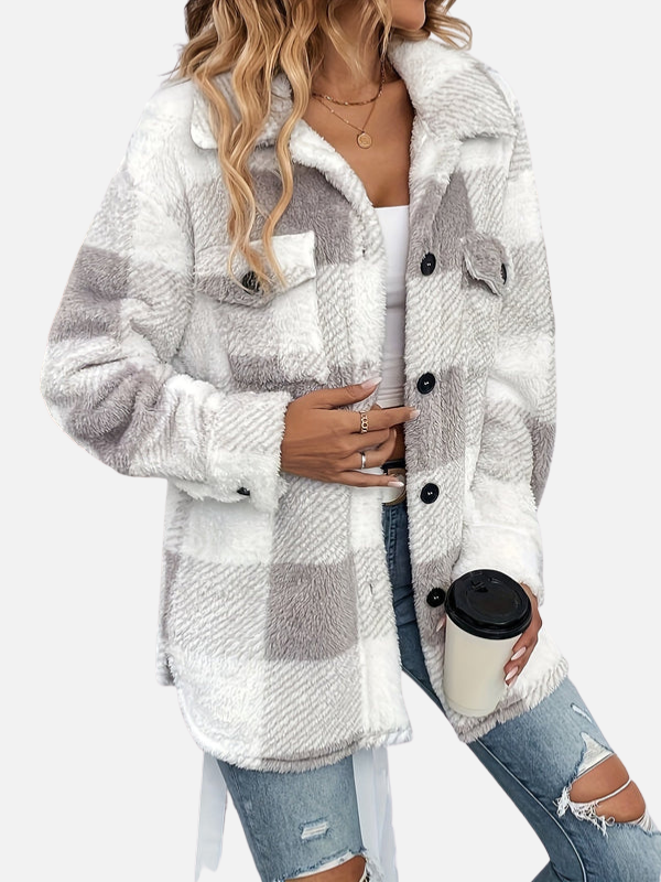 Barbara | Plaid Teddy Shirt Jacket for Women