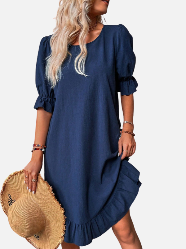 Angela | Ruffle Hem Dress for Women Short Sleeve