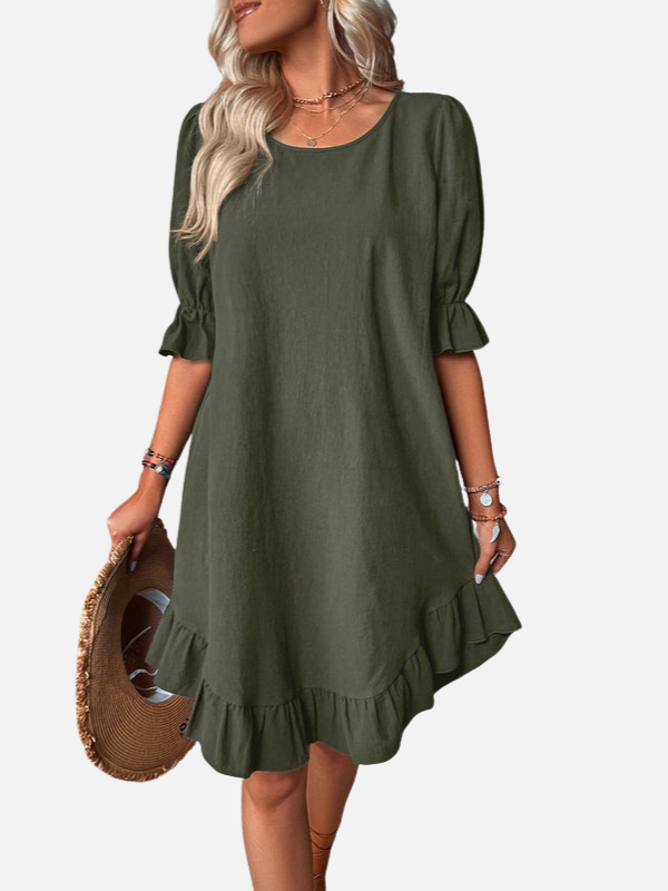 Angela | Ruffle Hem Dress for Women Short Sleeve