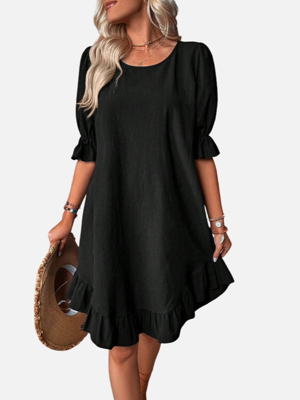 Angela | Ruffle Hem Dress for Women Short Sleeve