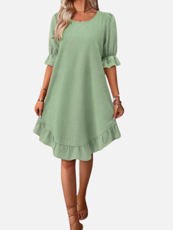 Angela | Ruffle Hem Dress for Women Short Sleeve