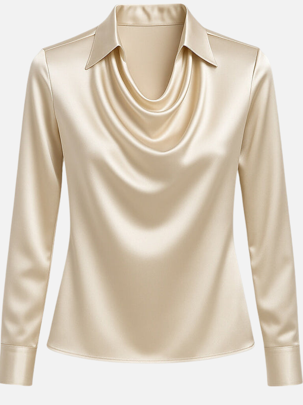 Shirley | Satin Cowl Neck Blouse for Women Long Sleeve