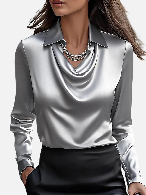 Shirley | Satin Cowl Neck Blouse for Women Long Sleeve