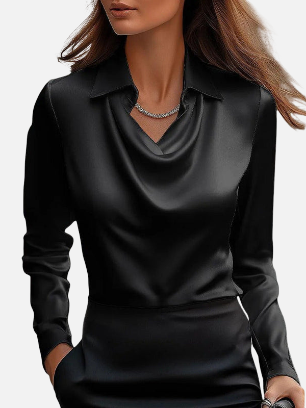 Shirley | Satin Cowl Neck Blouse for Women Long Sleeve