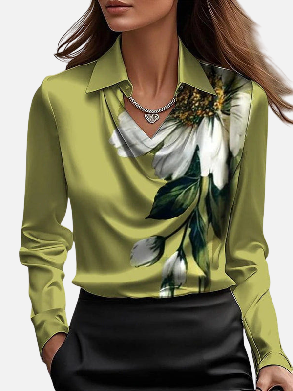Shirley | Satin Cowl Neck Blouse for Women Long Sleeve