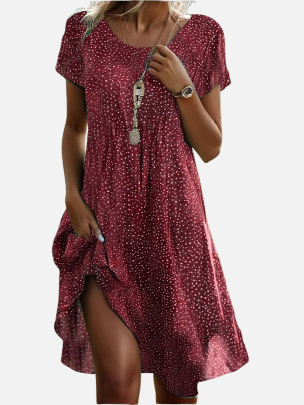 Rebecca | Short Sleeve Floral Shirt Dress for Women V Neck