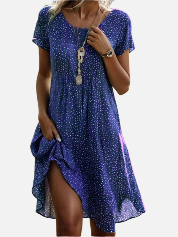 Rebecca | Short Sleeve Floral Shirt Dress for Women V Neck