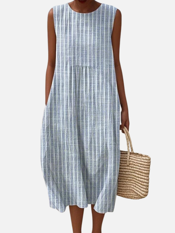 Janet | Sleeveless Plaid Midi Dress for Women with Pockets