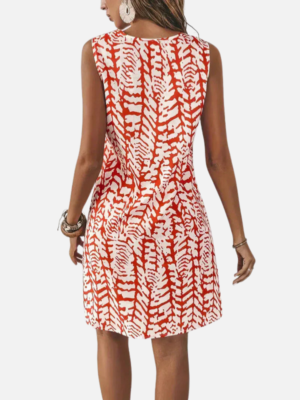 Lauren | Sleeveless Printed A-Line Mini Dress O-Ring Neck