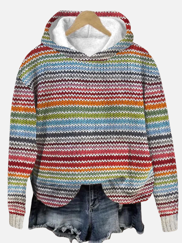 Megan | Striped Knit Hoodie for Women Relaxed Fit