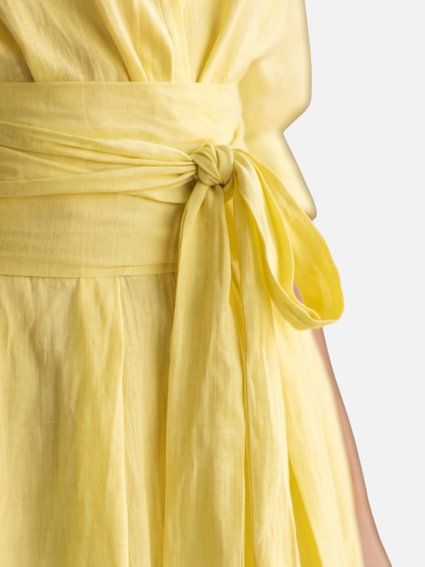 Julie | Tie Waist Maxi Shirt Dress for Women V Neck
