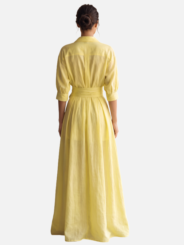 Julie | Tie Waist Maxi Shirt Dress for Women V Neck