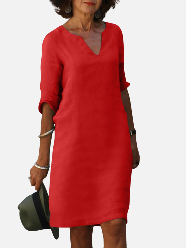 Dawn | V Neck Shift Dress for Women 3/4 Sleeve