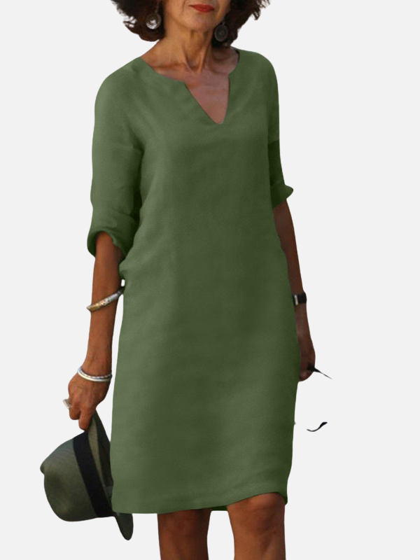 Dawn | V Neck Shift Dress for Women 3/4 Sleeve