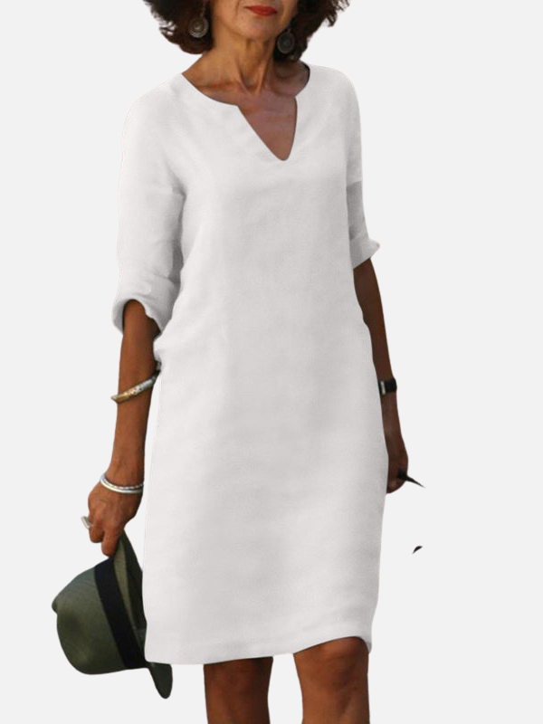 Dawn | V Neck Shift Dress for Women 3/4 Sleeve