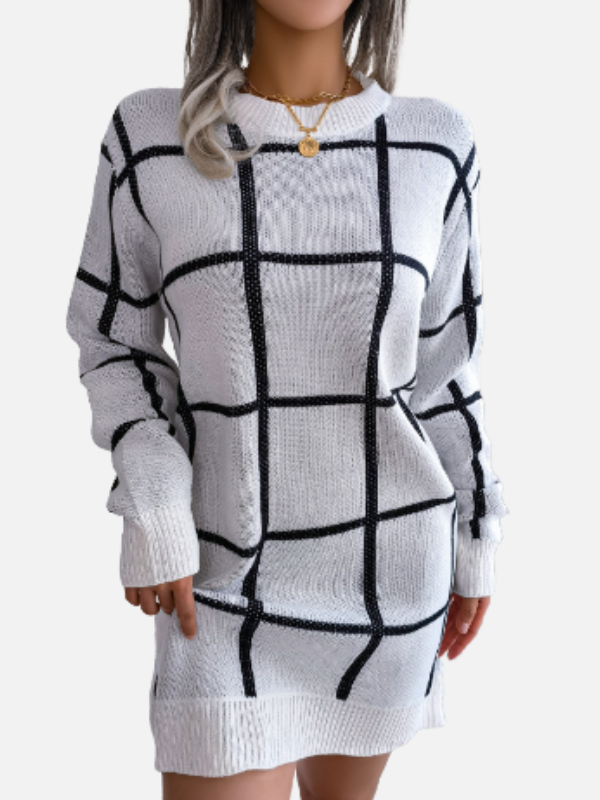 Julie | Windowpane Check Sweater Dress for Women